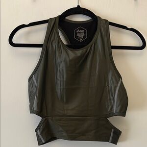 Asics Green Cut Out Crop Tank Top